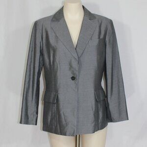 Lida Baday linen blend 1-button tailored  suit  grey blazer women's size 10